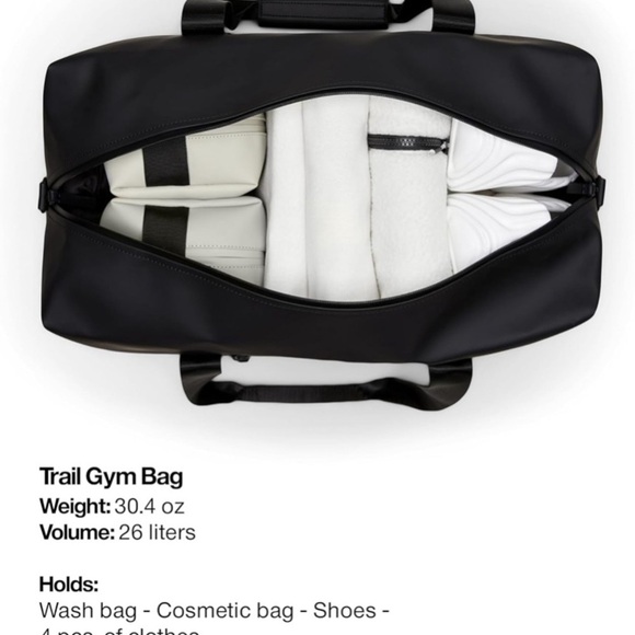 RAINS Trail Gym Bag Black Waterproof Sports Bag 10 X 19.4 - Picture 5 of 8